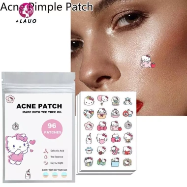 Springevenstar 96 miếng dán Hello Kitty Chữa mụn, phai màu nhám, mặt, đóng mụn