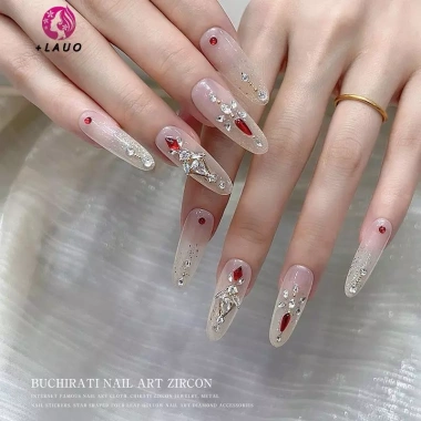 Springevenstar Charm Zircon 3D - Móng tay sang trọng, bling clear, pha lê hợp kim