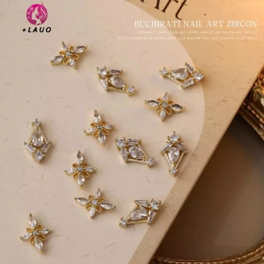 Springevenstar Charm Zircon 3D - Móng tay sang trọng, bling clear, pha lê hợp kim
