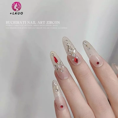 Springevenstar Charm Zircon 3D - Móng tay sang trọng, bling clear, pha lê hợp kim
