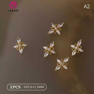 Springevenstar Charm Zircon 3D - Móng tay sang trọng, bling clear, pha lê hợp kim