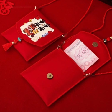 STATIONWA Phong bì đỏ + Túi đựng tiền trẻ em, Túi đeo chéo Hongbao, Quà Tết Nguyên Đán – Giá 69.850đ