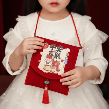 STATIONWA Phong bì đỏ + Túi đựng tiền trẻ em, Túi đeo chéo Hongbao, Quà Tết Nguyên Đán – Giá 69.850đ