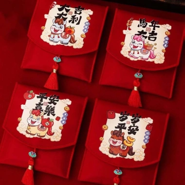 STATIONWA Phong bì đỏ + Túi đựng tiền trẻ em, Túi đeo chéo Hongbao, Quà Tết Nguyên Đán – Giá 69.850đ