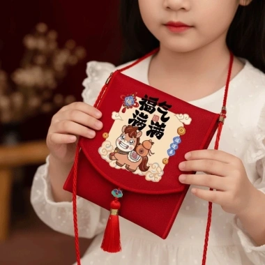 STATIONWA Phong bì đỏ + Túi đựng tiền trẻ em, Túi đeo chéo Hongbao, Quà Tết Nguyên Đán – Giá 69.850đ