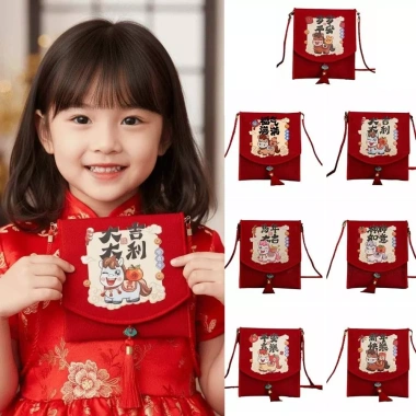 STATIONWA Phong bì đỏ + Túi đựng tiền trẻ em, Túi đeo chéo Hongbao, Quà Tết Nguyên Đán – Giá 69.850đ