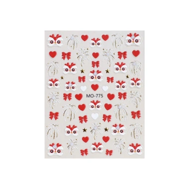 Sticker 5D Lụa Nổi Đầu Lân Nơ Đỏ Pháo Hoa – Trang Trí Móng Tay Giá 20.000₫ 5
