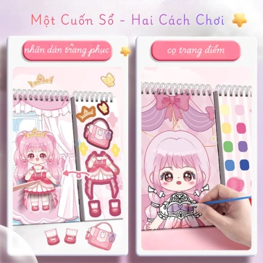 Sticker Bóc Dán Thiết Kế Thời Trang + Cọ Trang Điểm - Đồ Chơi Thủ Công Sáng Tạo Cho Bé Gái, Giá 95.000 VND 2