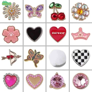 Sticker Charm Kim Loại Nút Dép Anh Đào - Trang Trí Giày Có Lỗ, Giá 13.000₫