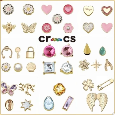 Sticker Charm Kim Loại Nút Dép Anh Đào - Trang Trí Giày Có Lỗ, Giá 13.000₫
