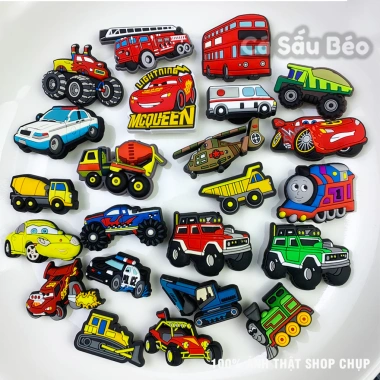 Sticker charm ô tô, máy xúc, xe cứu hỏa, máy bay - Chất lượng cao, giá chỉ 10.000₫