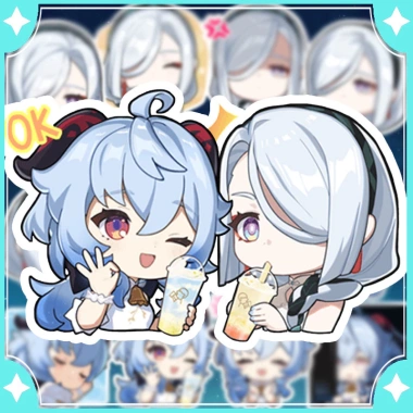 Sticker chibi Genshin Heytea x Ganyu Shenhe Ayaka Ayato - Giá ưu đãi 20.000đ (đã giảm)