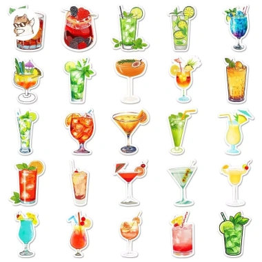 Sticker chống nước ART set 10/20/50 miếng dán đồ uống trà chanh mùa hè, bảo vệ bàn ghế, tủ, xe, laptop, đàn - 40.000₫