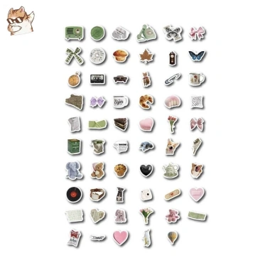 Sticker chống nước Âu Mỹ Xanh Hồng Retro - Set 10/20/50 dán bàn ghế tủ xe laptop CN655 4
