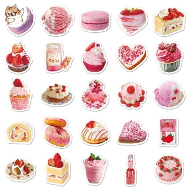 Sticker chống nước Bánh Ngọt, Sinh Nhật, Dâu Dễ Thương - Set 5/10/20/50 CN427 Giá chỉ 25.000đ 3