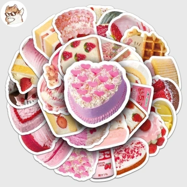 Sticker chống nước Bánh Ngọt, Sinh Nhật, Dâu Dễ Thương - Set 5/10/20/50 CN427 Giá chỉ 25.000đ 4