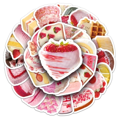 Sticker chống nước Bánh Ngọt, Sinh Nhật, Dâu Dễ Thương - Set 5/10/20/50 CN427 Giá chỉ 25.000đ 6