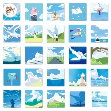 Sticker chống nước bầu trời xanh - Set 10/20/50, dán ghế, mũ, xe, giá 30.000 6