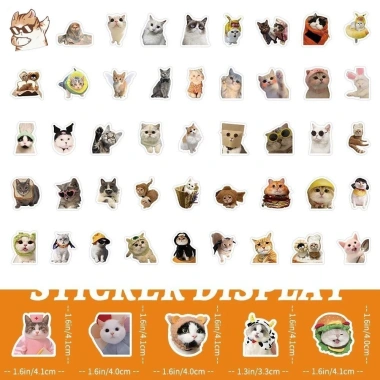 Sticker chống nước BÉ MÈO CUTE 20/50/100 miếng dán mũ bảo hiểm A12 giá 25.000₫ 3