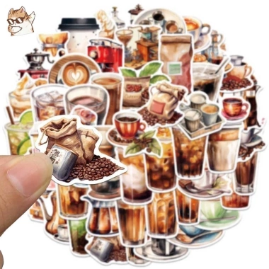 Sticker chống nước Cà Phê Đen 10/20/50 cái - Dán bàn ghế, tủ, xe, laptop, 25.000 VND