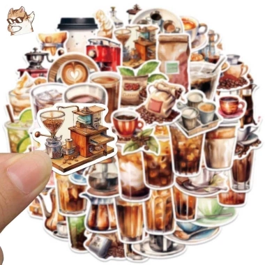 Sticker chống nước Cà Phê Đen 10/20/50 cái - Dán bàn ghế, tủ, xe, laptop, 25.000 VND