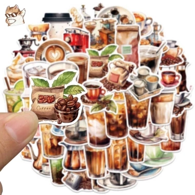 Sticker chống nước Cà Phê Đen 10/20/50 cái - Dán bàn ghế, tủ, xe, laptop, 25.000 VND