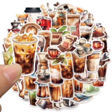Sticker chống nước Cà Phê Đen 10/20/50 cái - Dán bàn ghế, tủ, xe, laptop, 25.000 VND
