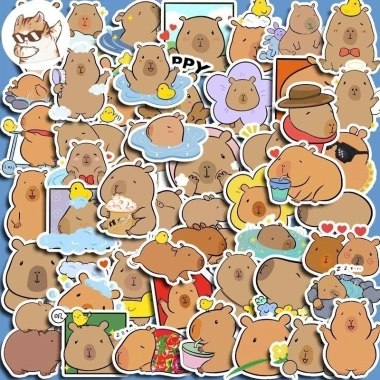 Sticker chống nước Capybara Cute Set 10/20/50 Dán bàn ghế, tivi, tủ lạnh, xe - Giá 30.000₫