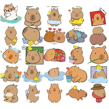 Sticker chống nước Capybara Cute Set 10/20/50 Dán bàn ghế, tivi, tủ lạnh, xe - Giá 30.000₫ 2