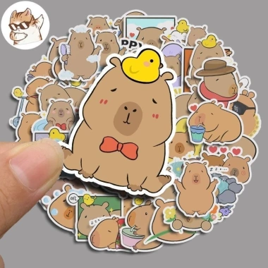 Sticker chống nước Capybara Cute Set 10/20/50 Dán bàn ghế, tivi, tủ lạnh, xe - Giá 30.000₫ 4