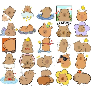Sticker chống nước Capybara Cute Set 10/20/50 Dán bàn ghế, tivi, tủ lạnh, xe - Giá 30.000₫ 7