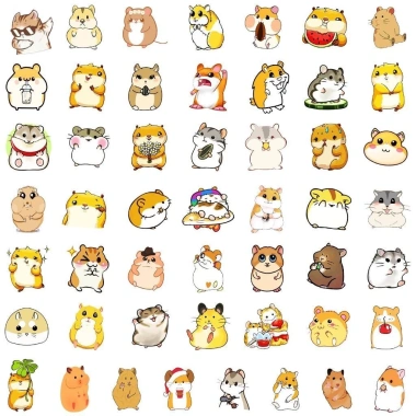 Sticker chống nước Chuột Hamster Cute 5/10/20/50 miếng Dán Bàn Ghế, Laptop, Xe - Giá 25.000đ