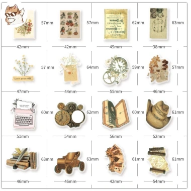 Sticker chống nước cổ điển hoài niệm màu nâu vintage retro Set 10 20 50 dán bàn ghế tủ xe laptop giá 25.000 2