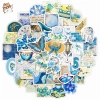 Sticker chống nước Cổ Tích xanh dương Vintage - Set 10/20/50, dán bàn ghế, tủ, xe, laptop A9 giá 25,000 VND 2