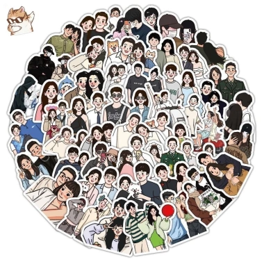 Sticker chống nước Couple Hàn Quốc Cute Đôi 10/20/50 Cái Dán Bàn Ghế Xe Laptop 2