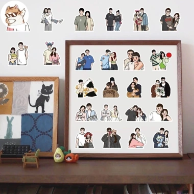 Sticker chống nước Couple Hàn Quốc Cute Đôi 10/20/50 Cái Dán Bàn Ghế Xe Laptop 4