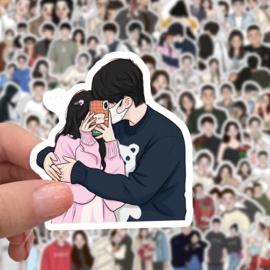 Sticker chống nước Couple Hàn Quốc Cute Đôi 10/20/50 Cái Dán Bàn Ghế Xe Laptop 7