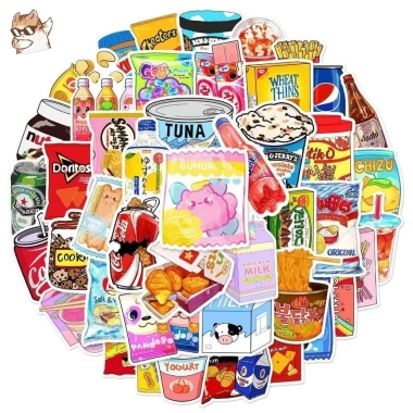 Sticker chống nước Đồ ăn bánh kẹo sữa snack dễ thương Set 10/20/50 giá 25.000₫ 2
