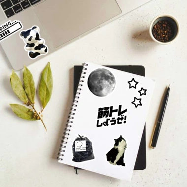 Sticker chống nước Đồ vật trắng đen Hàn Quốc CN246 - Set 10/20/50 dán bàn ghế, tủ xe laptop, 25.000 8