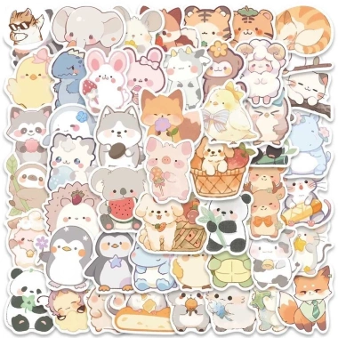 Sticker chống nước động vật 10/20/50 miếng – Thú gấu đáng yêu dán ghế tủ xe, 25.000 VND