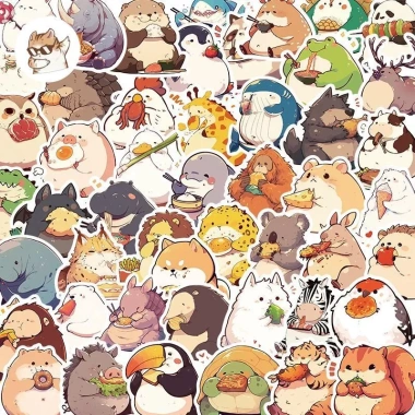 Sticker chống nước Động Vật Cute Set 5/10/20/50 Cái Dán Ghế Xe Laptop 40.000