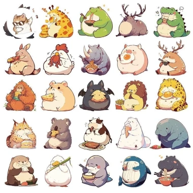 Sticker chống nước Động Vật Cute Set 5/10/20/50 Cái Dán Ghế Xe Laptop 40.000