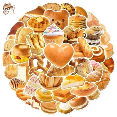 Sticker chống nước Fastfood Đồ ăn nhanh, bánh ngọt, dán bàn ghế, tủ laptop - Set 5/10/20/50 CN466 25k