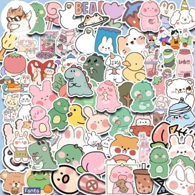Sticker chống nước Gấu Vịt Xanh Hồng - Set 5-90 dán laptop bàn ghế CN751 25.000 VND