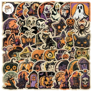 Sticker chống nước Halloween Ma Quái Phù Thuỷ Zombie - Set 10/20/50 dán bàn ghế, tủ, xe, laptop, đàn giá ưu đãi 69.000₫