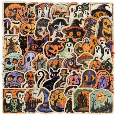 Sticker chống nước Halloween Ma Quái Phù Thuỷ Zombie - Set 10/20/50 dán bàn ghế, tủ, xe, laptop, đàn giá ưu đãi 69.000₫