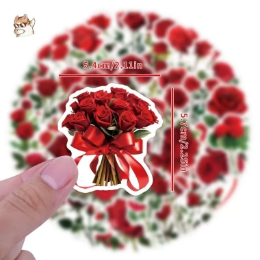 Sticker chống nước HOA HỒNG ĐỎ THẮM – Set 5/10/20/50 cái, dán bàn ghế, tủ, xe, laptop, đàn – Giá chỉ 40.000 VND