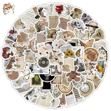 Sticker chống nước hoài niệm cổ điển màu nâu thần thọ retro Set 20/50/100 cái CN906 dán bàn ghế, tủ, xe, laptop 25.000₫ 3