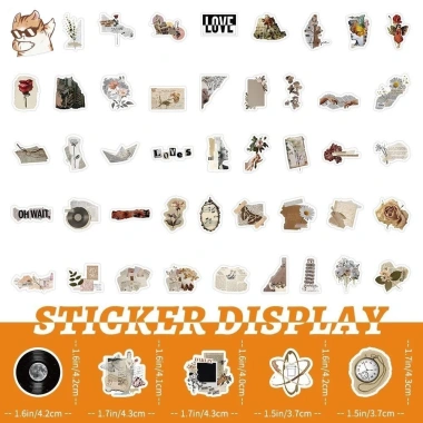 Sticker chống nước hoài niệm cổ điển màu nâu thần thọ retro Set 20/50/100 cái CN906 dán bàn ghế, tủ, xe, laptop 25.000₫ 4