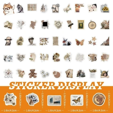 Sticker chống nước hoài niệm cổ điển màu nâu thần thọ retro Set 20/50/100 cái CN906 dán bàn ghế, tủ, xe, laptop 25.000₫ 5